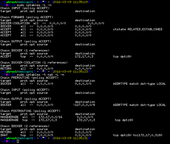 Output: iptables output