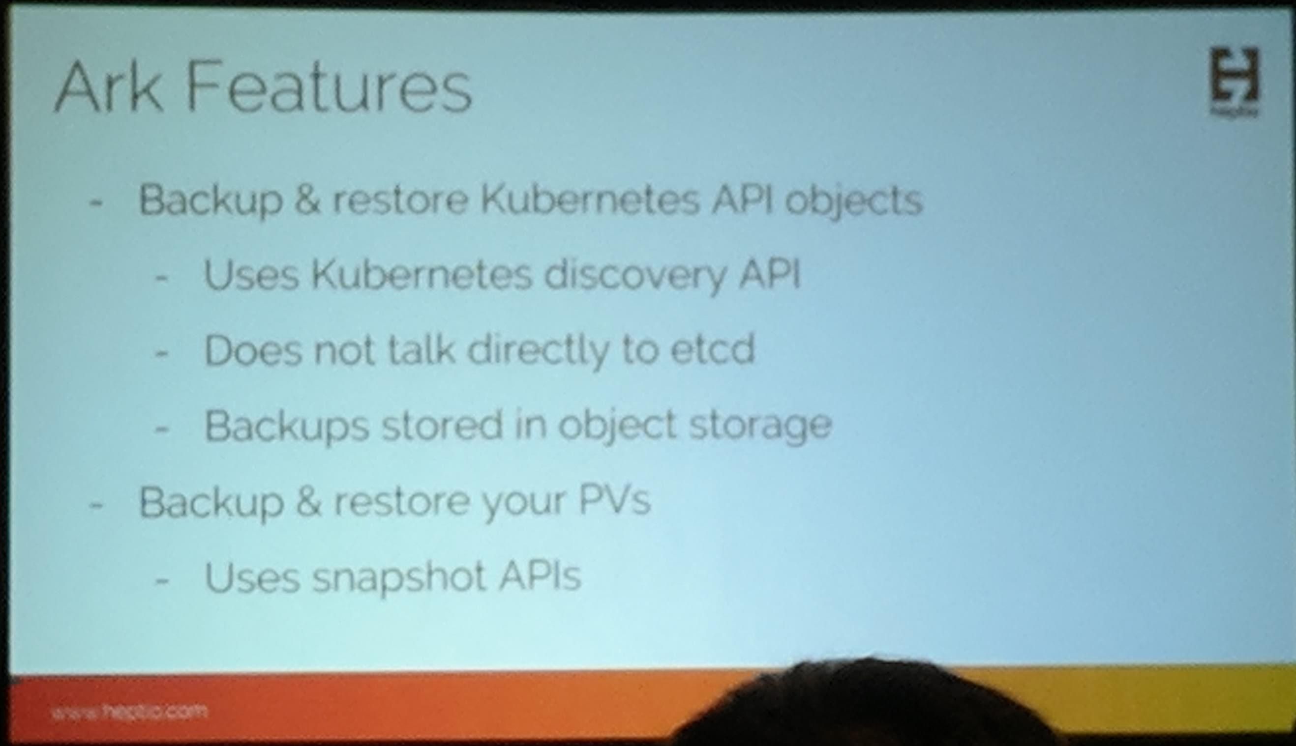 KubeCon: Talk Heptio Ark DR Features