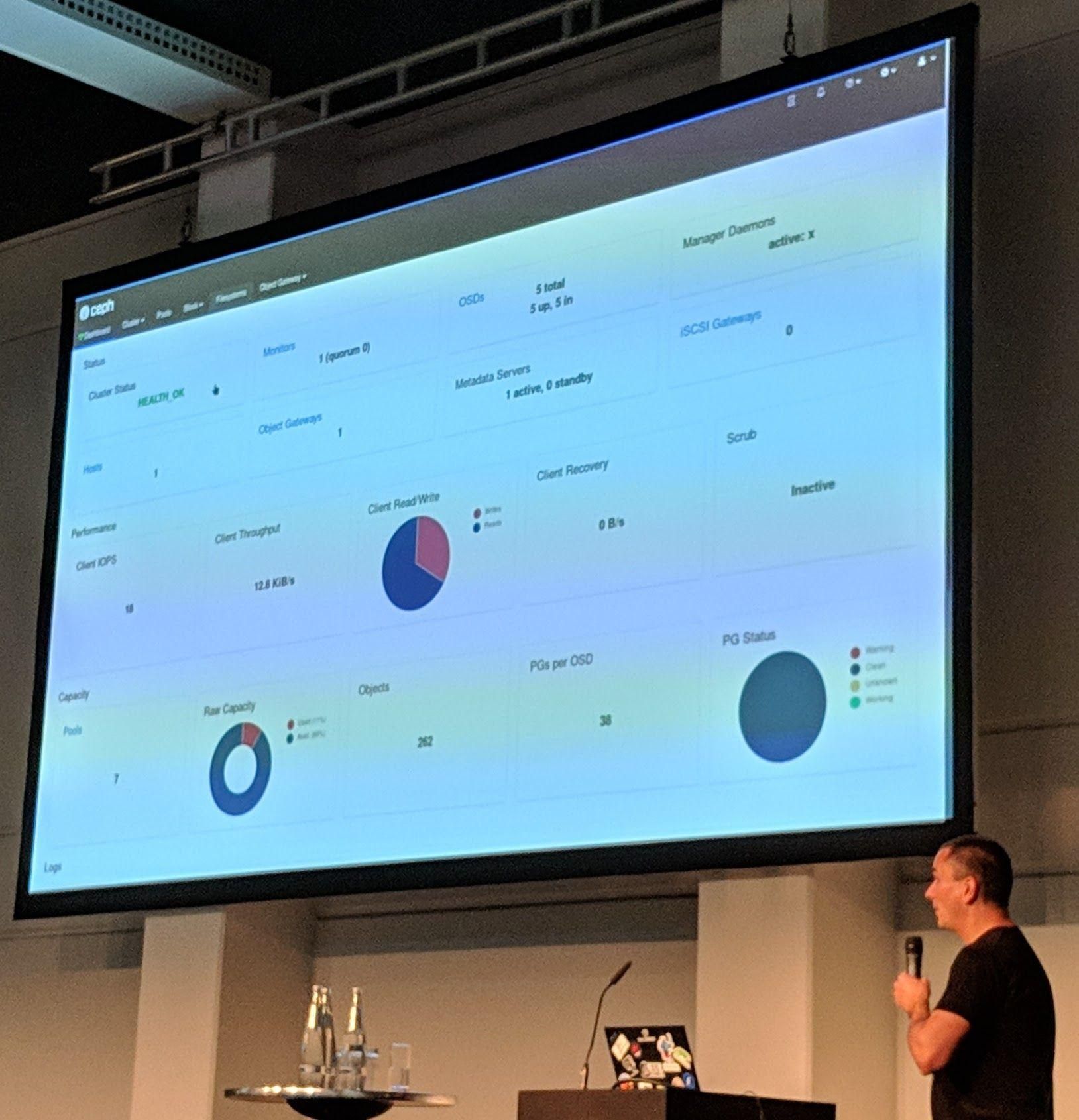 Ceph Day Berlin 2018 - Managing and Monitoring Ceph with the Ceph Manager Dashboard, Lenz Grimmer, SUSE - Dashboard Screenshot #1