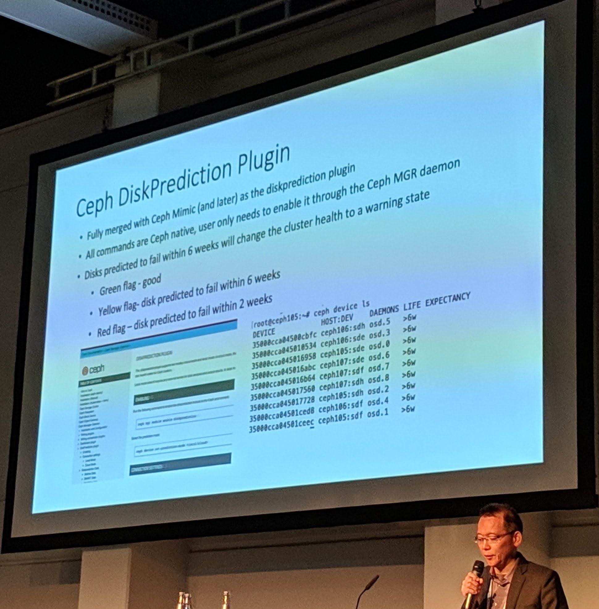 Ceph Day Berlin 2018 - Disk health prediction and resource allocation for Ceph by using machine learning, Jeremy Wei, Prophetstor - 'Ceph DiskPrediction Plugin'