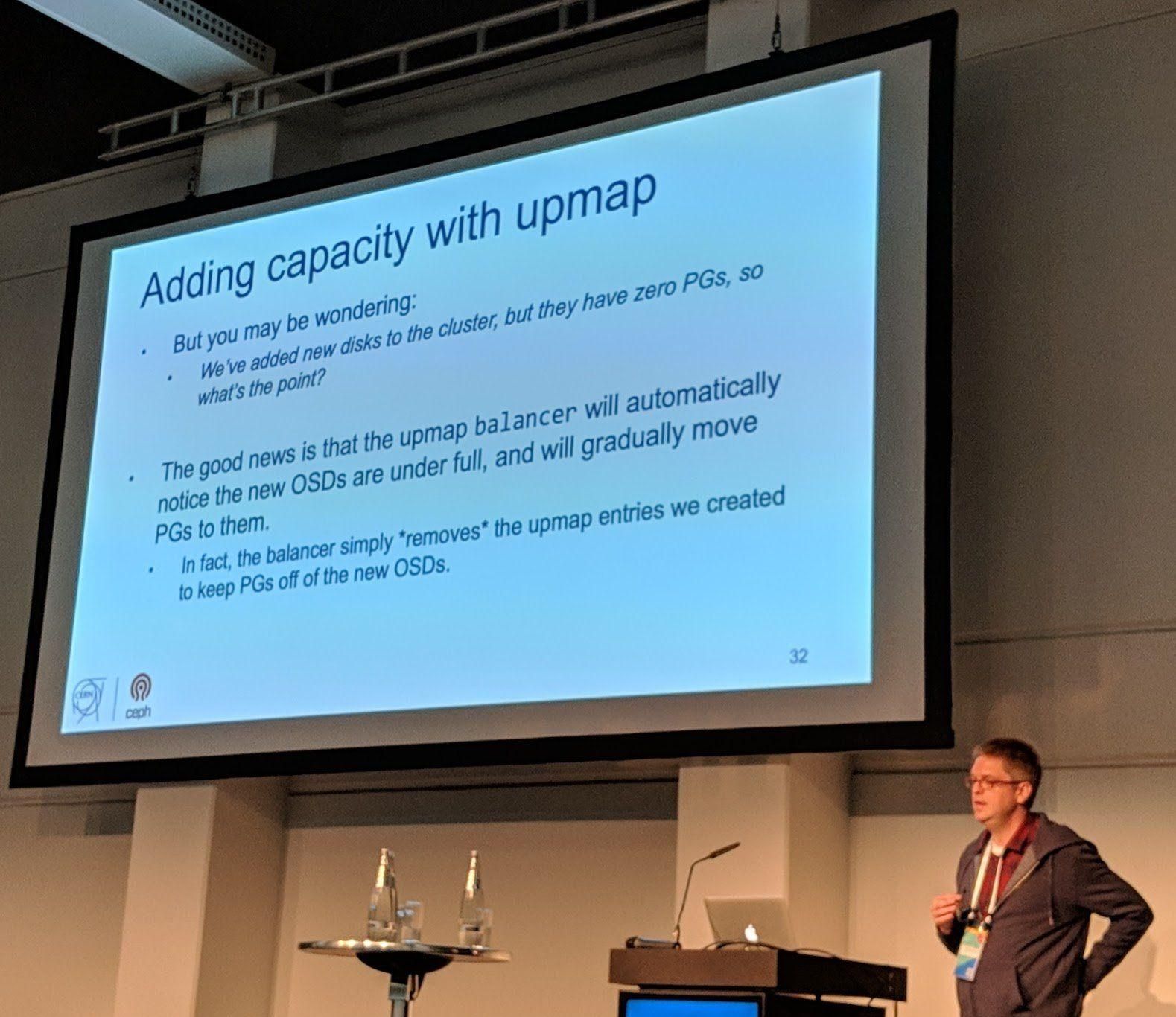 Ceph Day Berlin 2018 - Mastering Ceph Operations: Upmap and the Mgr Balancer, Dan van der Ster, CERN - 'Adding capacity with upmap'