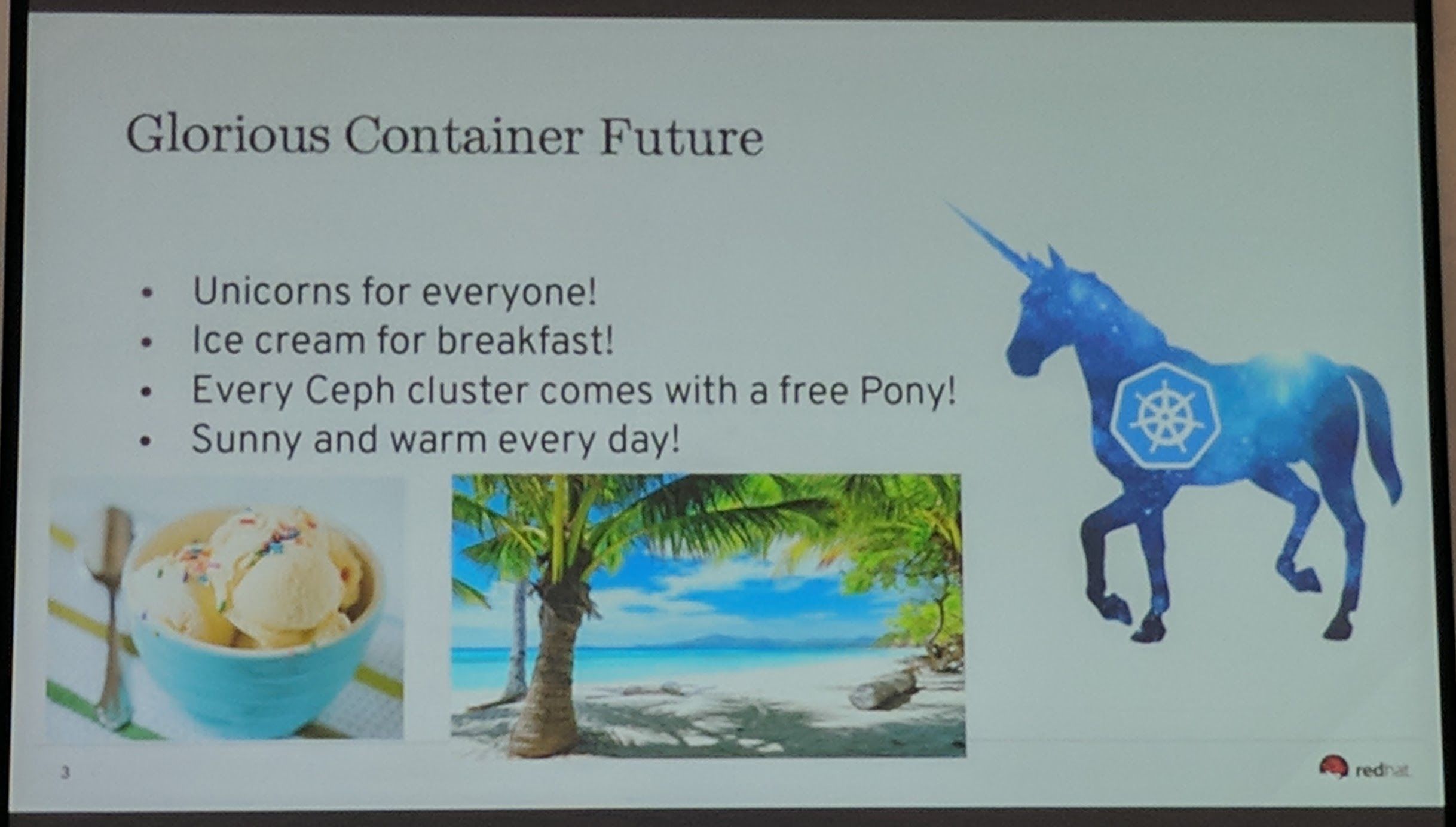 Ceph Day Darmstadt 2018 - Development update: ceph-mgr and kubernetes - Glorious Container Future