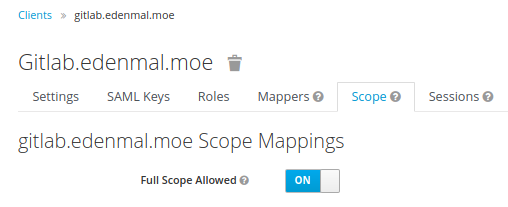 Keycloak - Created Client Settings Scope Tab