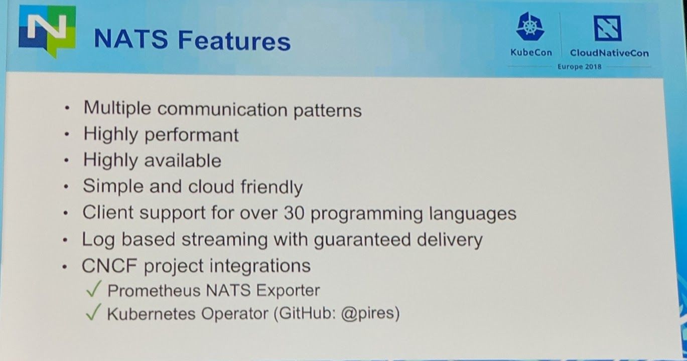 KubeCon - Keynote - NATS feature list