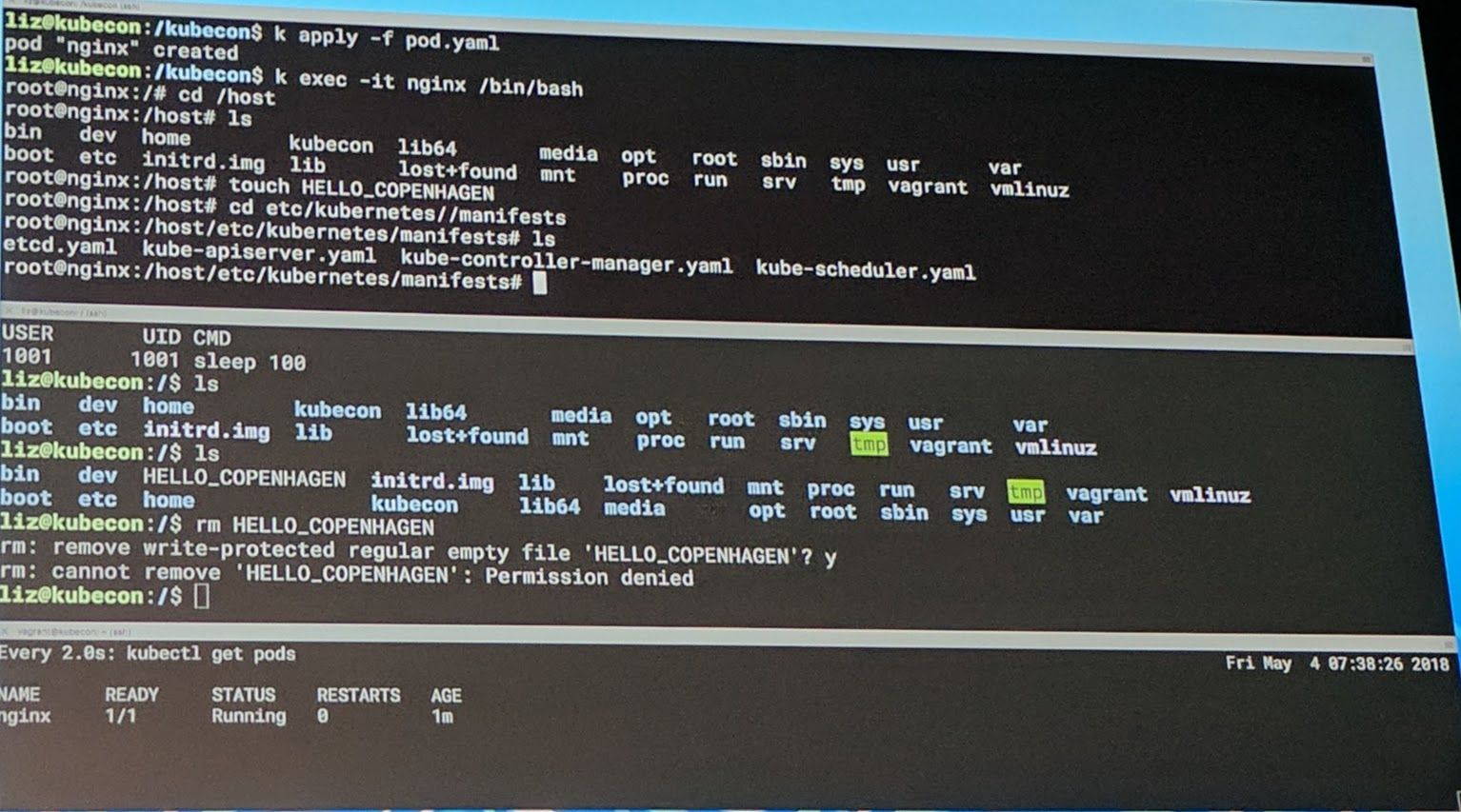 KubeCon - Keynote - Host can't remove root file created by root container as non root