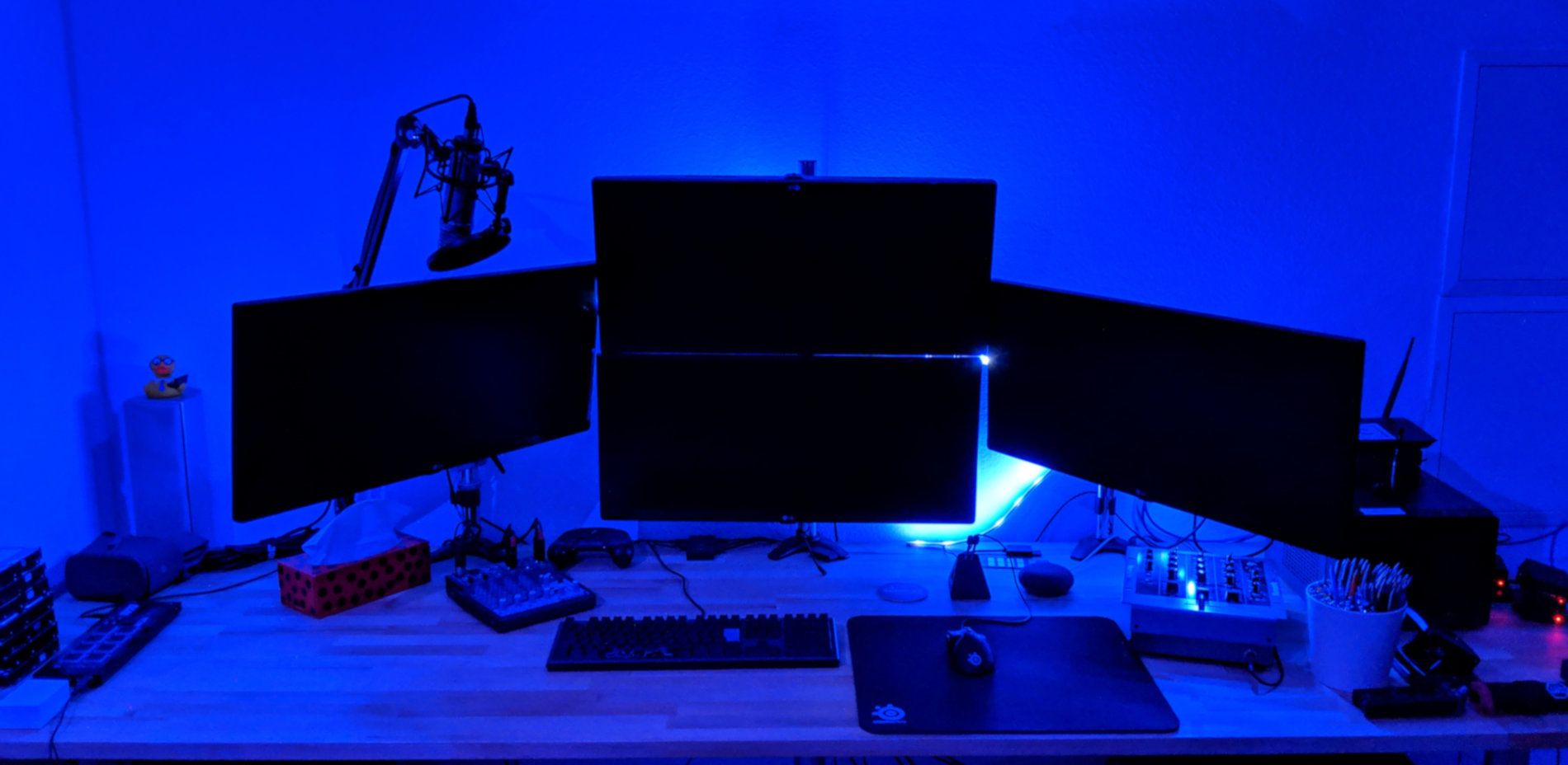 My New Home Setup - With colored background lighting even better!