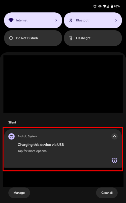 Android USB Mode Notification