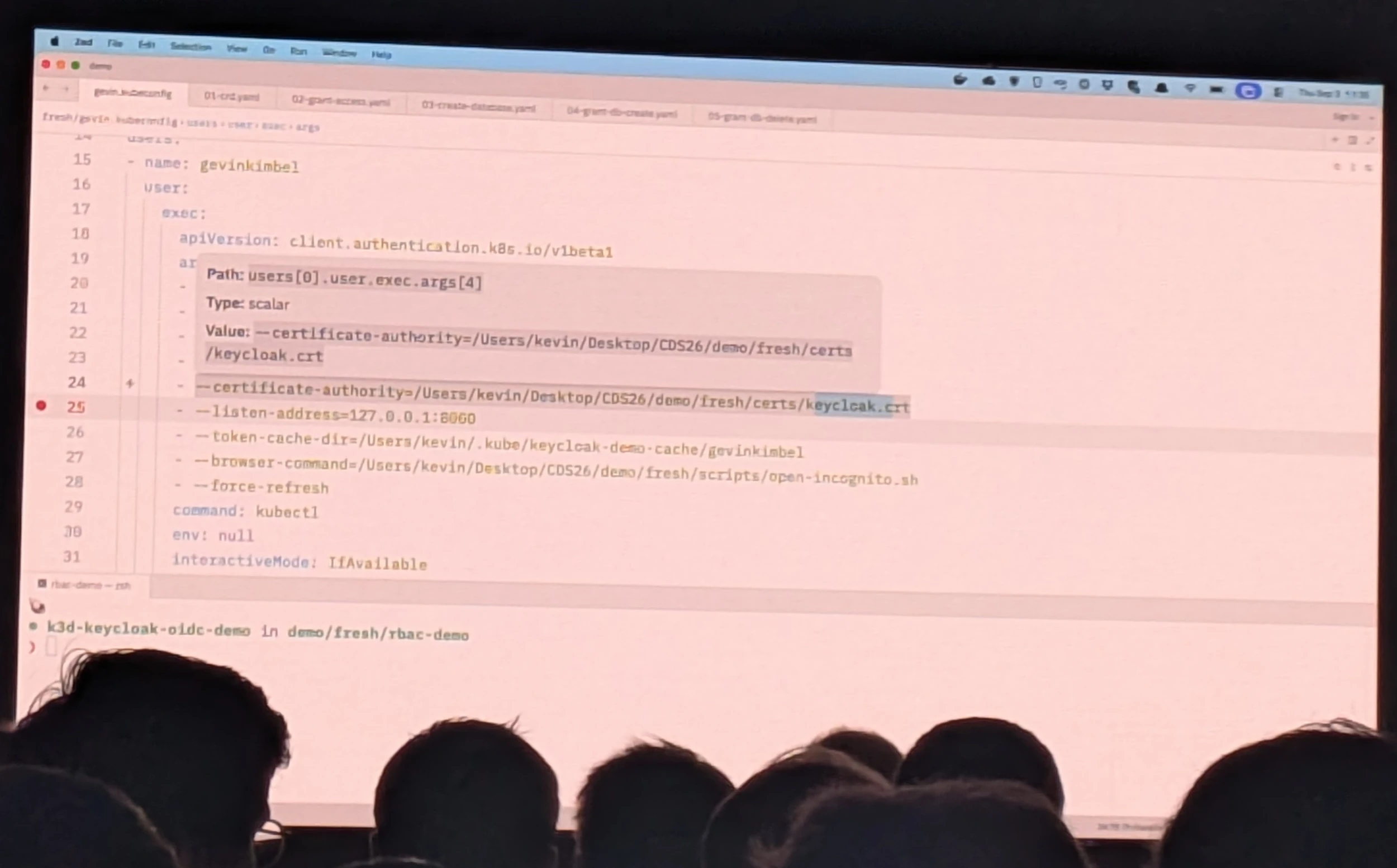 CDS2026 - Kubernetes RBAC at scale without losing your sanity - Kevin Gimbel - kubeconfig YAML example for OIDC login